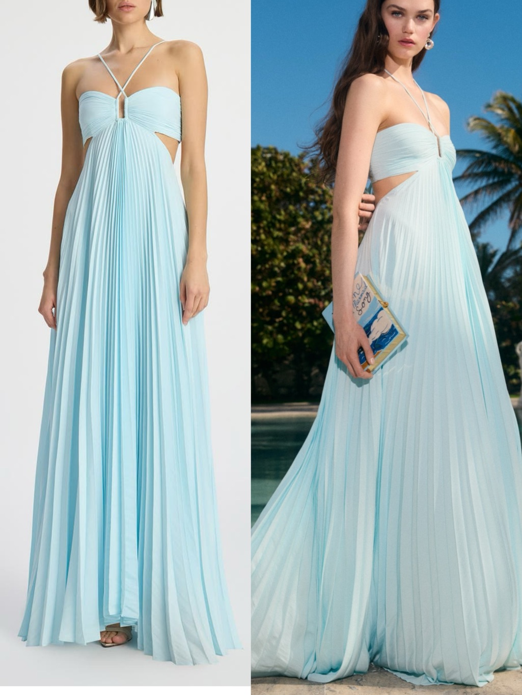 A.L.C Moira Satin Pleated Maxi Dress, Us2 4 6 8